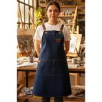 Monki Haus Atölye Barista Seramik Aşçı Master Chef Çiçekçi Pastacı Deri Detaylı Kot Denim Mavi Önlük