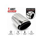 Monlion 101mm Egzoz Ucu Paslanmaz Çelik Siyah İç Kaynaklı 60mm Giriş Universal Tekli Egzoz Ucu