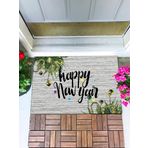 Monnhein Happy New Year Kapı Önü Paspası Dekoratif Kapı Paspası Dış Mekan Paspas Ev Içi Paspası 45x70cm