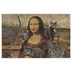 Monnhein Kedi Köpek Komik Tasarımlı Dekoratif Kapı önü Paspas, Dış Mekan/Ev İçi/Banyo/Mutfak/Yatak Odası/Giriş Paspasları (Mona Lisa, 40x60)