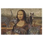 Monnhein Kedi Köpek Komik Tasarımlı Dekoratif Kapı önü Paspas, Dış Mekan/Ev İçi/Banyo/Mutfak/Yatak Odası/Giriş Paspasları (Mona Lisa, 45x70)