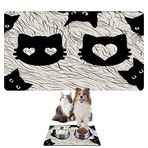 Monnhein Mama ve Su Evcil Hayvan Beslenme Matı, Kolay Temizlenen Emici Su Geçirmez Kumaş, Küçük Orta Boy ve Büyük Kedi ve Köpekler için Dayanıklı Köpek Kedi Paspas (40x60, Black Cats)