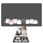 Monnhein Mama ve Su Evcil Hayvan Beslenme Matı, Kolay Temizlenen Emici Su Geçirmez Kumaş, Küçük Orta Boy ve Büyük Kedi ve Köpekler için Dayanıklı Köpek Kedi Paspas (40x60, Cute Gri)