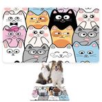Monnhein Mama ve Su Evcil Hayvan Beslenme Matı, Kolay Temizlenen Emici Su Geçirmez Kumaş, Küçük Orta Boy ve Büyük Kedi ve Köpekler için Dayanıklı Köpek Kedi Paspas (40x60, Renkli Kediler)