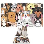 Monnhein Mama ve Su Evcil Hayvan Beslenme Matı, Kolay Temizlenen Emici Su Geçirmez Kumaş, Küçük Orta Boy ve Büyük Kedi ve Köpekler için Dayanıklı Köpek Kedi Paspas (40x60, Renkli Köpekler)