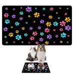 Monnhein Mama ve Su Evcil Hayvan Beslenme Matı, Kolay Temizlenen Emici Su Geçirmez Kumaş, Küçük Orta Boy ve Büyük Kedi ve Köpekler için Dayanıklı Köpek Kedi Paspas (40x60, Renkli Patiler)