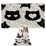 Monnhein Mama ve Su Evcil Hayvan Beslenme Matı, Kolay Temizlenen Emici Su Geçirmez Kumaş, Küçük Orta Boy ve Büyük Kedi ve Köpekler için Dayanıklı Köpek Kedi Paspas (50x35, Black Cats)