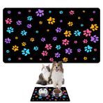 Monnhein Mama ve Su Evcil Hayvan Beslenme Matı, Kolay Temizlenen Emici Su Geçirmez Kumaş, Küçük Orta Boy ve Büyük Kedi ve Köpekler için Dayanıklı Köpek Kedi Paspas (50x35, Renkli Patiler)