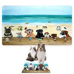 Monnhein Mama ve Su Evcil Hayvan Beslenme Matı, Kolay Temizlenen Emici Su Geçirmez Kumaş, Küçük Orta Boy ve Büyük Kedi ve Köpekler için Dayanıklı Köpek Kedi Paspas (50x35, Summer Dogs)