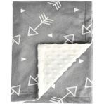 Monnhein Süper Yumuşak Arrow Desenli Rahat Bebek Battaniyesi- 100 x 85CM - Nohut Kabartma - Gri - Beyaz