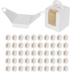 Monody 50 Adet Tek Cupcake Kutuları Beyaz Bireysel Cupcake Taşıyıcı Tutucular, Fırın Sarma Ambalajı Için Pencere Ekleri ile (Yurt Dışından)