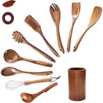 Monody Yemek Pişirmek Için Tahta Kaşık, Ahşap Tutuculu Ahşap Pişirme Kapları Seti, Yapışmaz Tava Mutfak Aracı Ahşap Pişirme Kaşığı (Yurt Dışından)