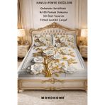 MonoHome %100 Pamuk Lastikli Çarşaf Özel Tasarım 5d Dijital 60 Tel Dore