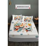 MonoHome %100 Pamuk Lastikli Çarşaf Özel Tasarım 5d Dijital 60 Tel Lotus