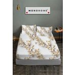 MonoHome %100 Pamuk Percale Lastikli Çarşaf Özel Tasarım 5d Dijital 60 Tel Jasmin