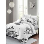 Monohome Black White Flower 3D Pamuk Saten Çift Kişilik Nevresim Takım