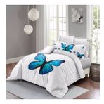 Monohome Blue Butterfly 3D Pamuk Saten Çift Kişilik Nevresim Takımı