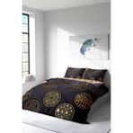 MONOHOME Çift Kişilik Nevresim Takımı Özel Dokuma Pamuk Saten 3D Digital Gold Black Circle, monohome7921HF