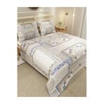 MONOHOME Çift Kişilik Pike Takımı Jakar Dokuma Mavi Patchwork Desen 220x240cm, pike4344