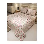 MONOHOME Çift Kişilik Pike Takımı Pudra Renk Rose Branch Desenli 220x240cm, pike4344