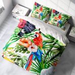 Monohome Green White 3D Pamuk Saten Renkli Çift Kişilik 200x220 cm Nevresim Takımı