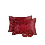 MONOHOME İpek Saten Yastık Kılıfı 2'li Set 50x70cm Saten Tokalı Red Leopar, monohome841755