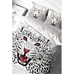 MONOHOME King Size Beyaz Leopard Naturel Çift Kişilik Nevresim Takımı, monohome49850