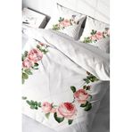 MONOHOME King Size Çiçek Desenli Beyaz Çift Kişilik Nevresim Takımı 220x240cm, monohome50054