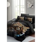 MONOHOME King Size Leopard Face Pamuk Saten Nevresim Takımı 220x240cm, monohome67953