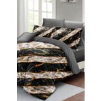 MonoHome Kıng Sıze Nevresim Takımı Çift Kişilik 3d Pamuk Saten Zebra Marble 220x240cm