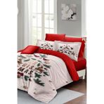 MONOHOME King Size Yılbaşı Süsü White Noel Pamuk Saten 3D Çift Kişilik Nevresim Takımı, monohome43926