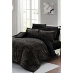MonoHome Lastikli Çarşaflı %100 Pamuk Saten Çift Kişilik Nevresim Takımı Leopar Print MONOHOME35884