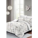 MonoHome Lastikli Çarşaflı %100 Pamuk Saten Çift Kişilik Nevresim Takımı Marble Geo MONOHOME35662