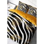 MonoHome Lastikli Çarşaflı Pamuk Saten Çift Kişilik Nevresim Takımı Zebra Feather