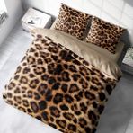 Monohome Leopar Çift Kişilik Nevresim Takımı Özel Dokuma Pamuk Saten Leopard Feathers - Kahverengi - 200 x 220 cm