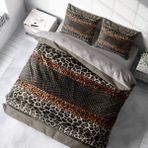 Monohome Leopar Çift Kişilik Nevresim Takımı Özel Dokuma Pamuk Saten Leopard Snake - Antrasit - Gri - 200 x 220 cm