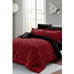 Monohome Leopar Çift Kişilik Nevresim Takımı Özel Dokuma Pamuk Saten Red Leopar