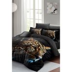 MONOHOME Leopar Desenli Çift Kişilik Nevresim Takımı - Lastikli Çarşaflı, monohome67045