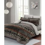 Monohome Leopar Lastikli Çarşaflı %100 Pamuk Saten Çift Kişilik Nevresim Takımı Leopard Snake