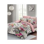 Monohome Leopar Lastikli Çarşaflı %100 Pamuk Saten Çift Kişilik Nevresim Takımı Zebra Flowers