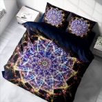 Monohome Mandala 1 3D Pamuk Saten Renkli Çift Kişilik 200x220 cm Nevresim Takımı
