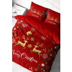Monohome Merry Christmas Yılbaşı Süsü Pamuk Saten Gift 3D Çift Kişilik Nevresim Takımı