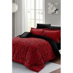 MONOHOME Özel Dokuma Pamuk Saten 3D Çift Kişilik Nevresim Takımı Red Leopar, MONOHOME67304