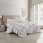Monohome Pamuklu Çift Kişilik Nevresim Takımı Natura Pink Rose - 200 x 220 cm - Beyaz
