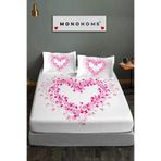 MONOHOME Pembe Kalplı Lastikli Çarşaf Çift Kişilik 180x200%100 Pamuk, MONOHOME71240