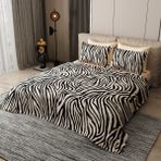 Monohome Pike Takımı Pamuklu Çift Kişilik Jakar Dokuma Yatak Örtüsü Black Zebra - Krem - Siyah