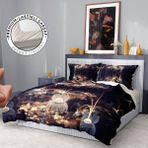 Monohome Premium Luxury 3d Pamuk Saten Brown Lotus Çift Kişilik Nevresim Takımı