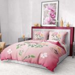 Monohome Premium Luxury 3D Saten Pamuk Pink Rose Çift Kişilik Nevresim Takımı
