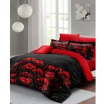 Monohome Sevgililer Günü %100 Pamuk Saten Black Rose Çift Kişilik Nevresim Takımı