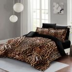 Monohome Sık Dokuma Pamuk Saten 3D Özel Tasarım Brown Zebra Çift Kişilik Nevresim Takımı